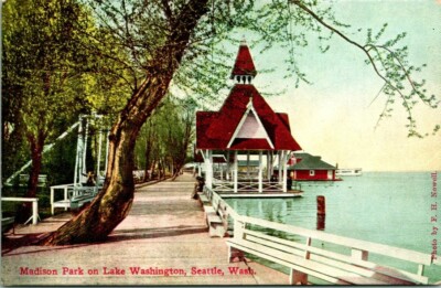 Postcard Madison Park on Lake Washington Seattle Washington-image