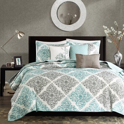 Madison Park Claire Quilt Modern Design - All Season, Lightweight Bedding Set-image