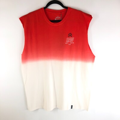 RawGear Bradley Martyn Mens Dip Dye Muscle Tank Crew Neck Sleeveless Orange L-image