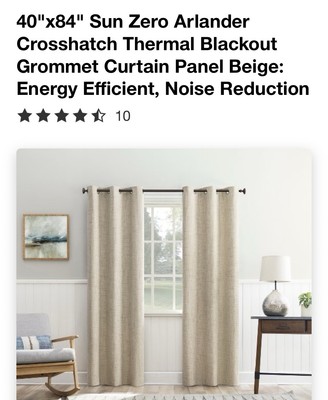 40”x84” Sun Zero Beige Blackout Crosshatch Arlander Grommet Thermal Curtain Pane-image
