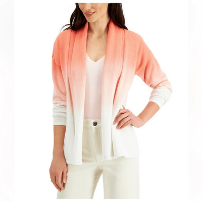 Style & Co Cotton Sunset Dip-Dyed Cardigan Size L NWT-image