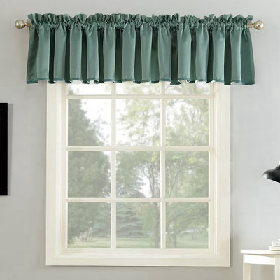 Sun Zero Room Darkening Seymour Rod Pocket 54 X 18” Curtain Valance Green-image