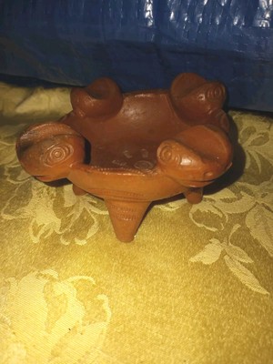 Handmade Studio Art Pottery Footed Ashtray Clay Southwestern Style  5