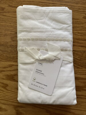 Pottery Barn Pearl Dot King Sham Simply  White Organic Cotton-image
