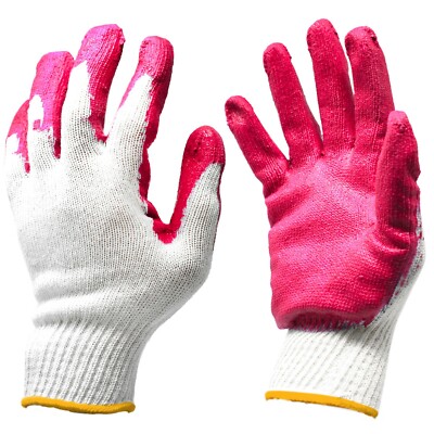 10 - 300 Pairs Red Latex Dipped Gloves Rubber Palm Coated Working Safety Gloves-image