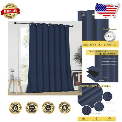 Thermal Insulated Navy Blackout Drapes - Noise Reducing W100 x L95 for Bedrooms-image
