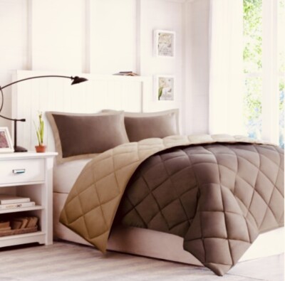 Madison Park Down Alternative Comforter Set Full Queen Reversible In Brown & Tan-image