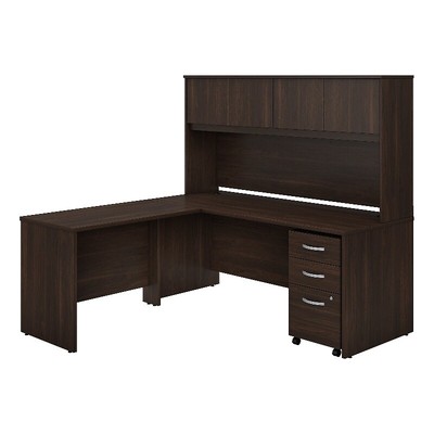 Studio C 72W L Desk with Hutch and Drawers in Black Walnut - Engineered Wood-image