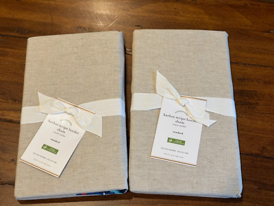 Pottery Barn Harbor Stripe Border 2 STANDARD Shams New-image