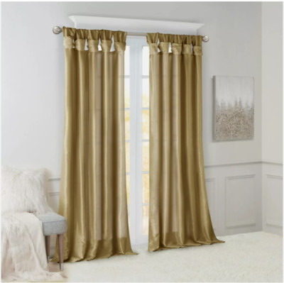 Madison Park Emilia Twist Tab Lined Window Curtain Panel 50x108 1 Panel Bronz-image