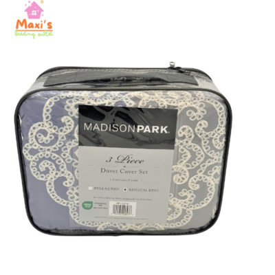 Madison Park Panache 3 Piece Embroidered Microfiber Duvet Cover Set Size CalKing-image