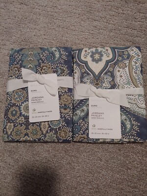 pottery barn jordana 2 euro sham new original $90 blue-image