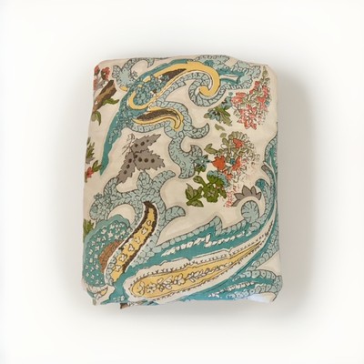 Pottery Barn Reza FULL QUEEN Duvet Cover Palampore Ivory Blues Greens Reds-image