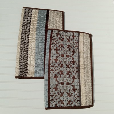 Madison Park Pillow Shams PRINCETON Standard Blue Brown Quilted Stripe PAIR-image