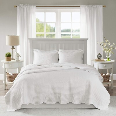 Madison Park Tuscany 3 Piece Coverlet Set, Full/Queen Color White New-image