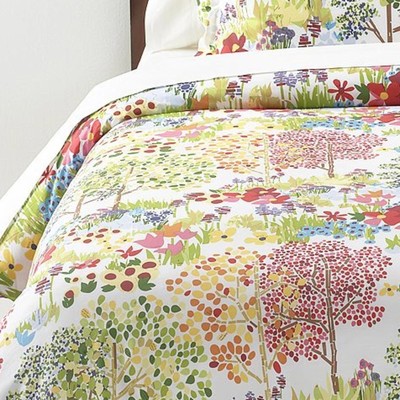 Pottery Barn Woodland Flower Fields Twin Duvet-image