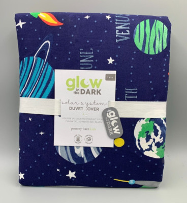 Pottery Barn Kids Solar System Glow-in-the-Dark Duvet Cover Twin Blue #7403F-image