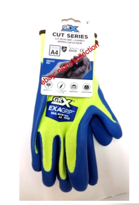 1pair Men Cut Series/Resistant GRX Work Gloves Durable Dipped Coated Palm Blue L-image
