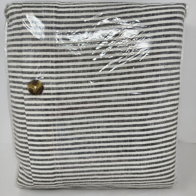 Pottery Barn Wheaton Stripe Linen Cotton King Duvet Cover Gray-image