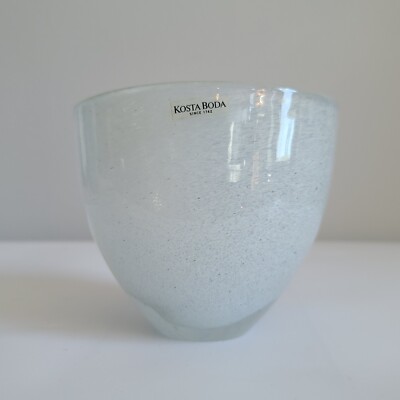 Kjell Engman Kosta Boda white vase handmade hand mouth blown art studio glass-image