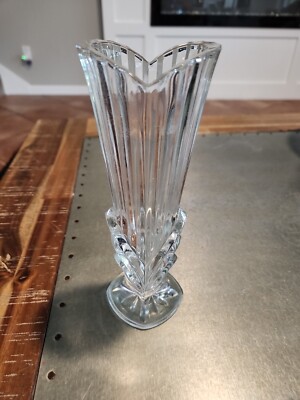 Lead Crystal Flower Vase Studio Nova Belmont Heart Shaped 8” Art Neuvo Perfect  -image