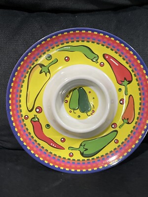 Jalapeño Pepper Chips And Dip Platter With Dip Holder 12-14” Party Plastic-image