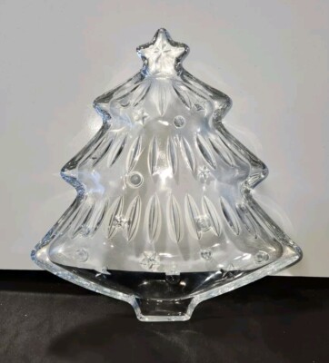 Studio Nova Clear Glass Christmas Tree Shaped Candy Bowl Serving Dish Tray-image