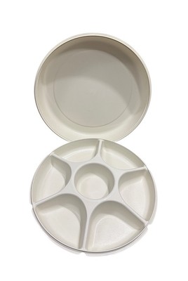 TUPPERWARE Serving Center / Divided Party Veggie Snack & Dip Tray w/ Lid 1665-5-image