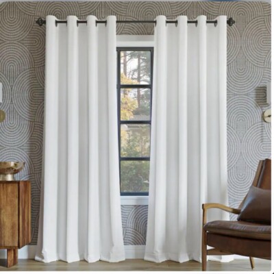 Sun Zero Broderick Theater Grade Blackout 2 Pannels Curtains 52'' x 120” White-image
