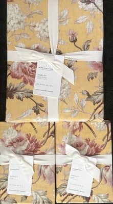 Pottery Barn Ansley Yellow Floral King Duvet & 2 Standard Shams-image