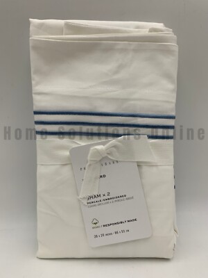 Pottery Barn Grand Organic Percale Shams S/2 Chambray Blue Standard #9996G-image