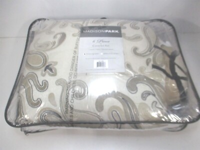 Madison Park Full/Queen Quilt Damask Design Lightweight Bedspread Bedding Set-image