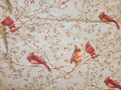 Pottery Barn Winter Cardinal Queen Duvet Featuring Birds-image
