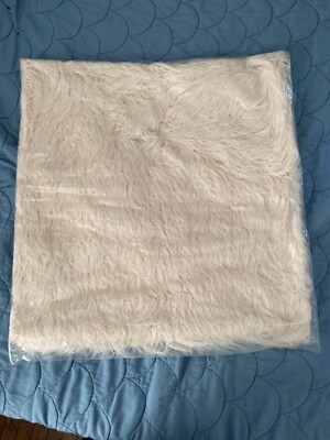 Pottery Barn Teen Faux Mongolian Fur Pillow Cover, Ivory, Euro size-image
