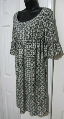Max Studio Midi Dress Bell/Flare-Sleeve Empire Stretch jersey Black/ivory Wm. S-image