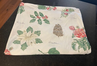 Pottery Barn King Duvet Cover Holiday Winter Botanical~ Poinsettia~Holly~Pine-image