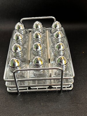 Studio Nova Set of 12 Square Glass Personal Salt and Pepper Shakers Vintage-image