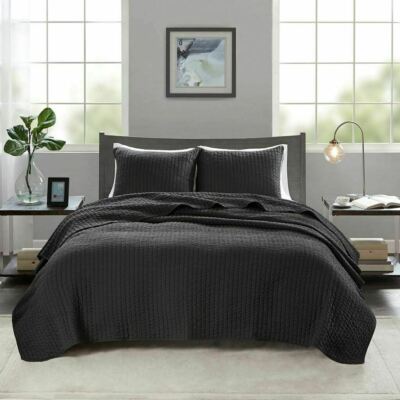 MadisonPark Coverlet Set King/Cal King, Black-image