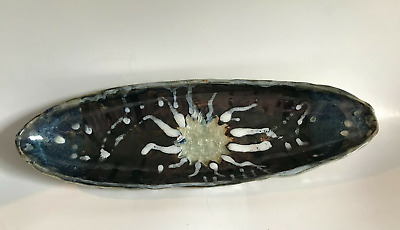 Studio Art Pottery ~ Oval Boat Shaped Footed BOWL / DISH ~  Signed COREY-image