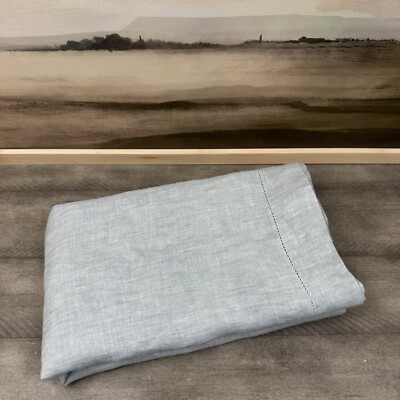 Pottery Barn Belgian Flax Linen King Pillow Sham Mineral Blue NWOT-image