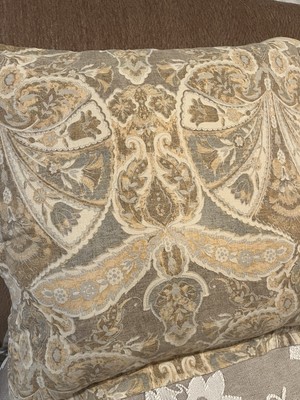 Pottery Barn Sabrine Euro Sham Pair Gold Brown Paisley Print Luxury Boho Cotton-image