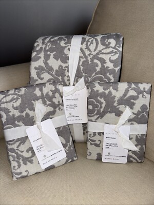 Pottery Barn Jacquard Medallion KING / CAL Duvet & 2 STANDARD Shams, GRAY $439-image