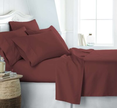 Linen Market 6 Piece Bed Sheet Set Burgundy Twin-image