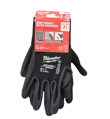 Milwaukee Large Black Nitrile Level 1 Cut Resistant Dipped Work Gloves 3-Pack-image