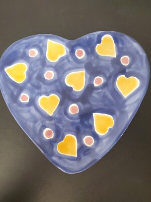  Mesa International Heart Shaped Plate Platter Blue Handcrafted In Hungary-image