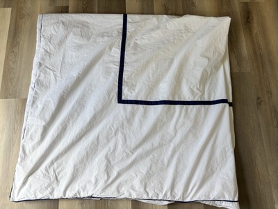 Pottery Barn Morgan Full/Queen Navy Blue Banded Duvet Cover 92