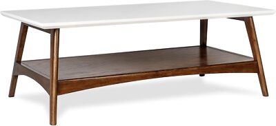 Madison Park RectangularCoffee Table, With Storage Shelf, White / Pecan Parker-image