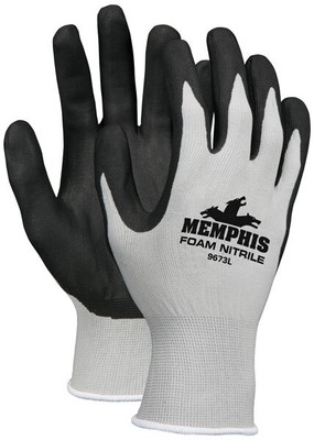 Memphis 9673 Gray Nylon Black Foam Nitrile Dipped Palm/Fingers Size XL(12 Pair)-image