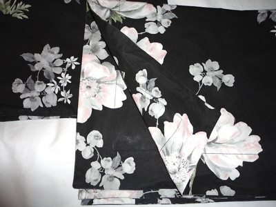 Pottery Barn Lydia BLACK & PINK GREEN FLORAL (pair) STANDARD PILLOW SHAMS 20X26-image