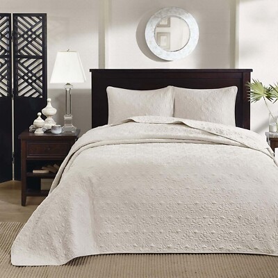 MADISON PARK Quebec Quilted 3-Pc. King Bedspread Set $425 Ivory-image